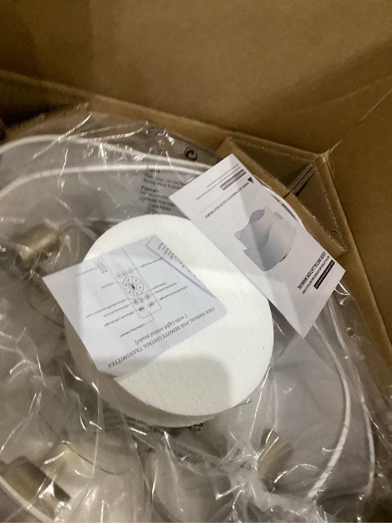 Condition photo showing Good Condition for Flush Mount Ceiling Fan with Lights, 20" Low Profile Boho Ceiling Fan with Light Remote Control, Caged with 6 Speeds for Bedroom, Nursery, Living Room White