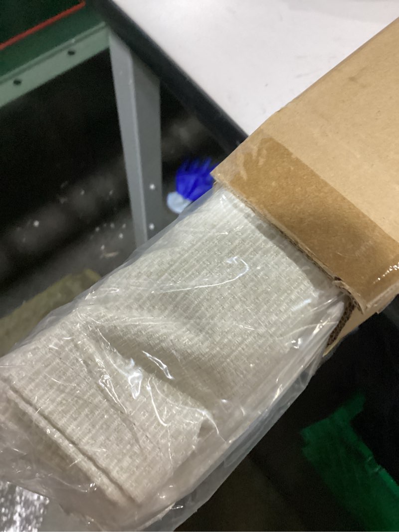 Condition photo showing As Is for Madison Park Galen Cordless Roman Shade, 27"W x 64"H, Sheen Ivory – Room Darkening, Thermal Insulated, Energy Efficient Window Blind with Subtle Sheen Basketweave Fabric for Privacy Room Darkening Basketweave Sheen Ivory 27"W x 64"H