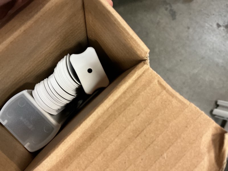 Condition photo showing As Is for Project Source Light Filtering 1-in Slat Width 34-in x 64-in Cordless White