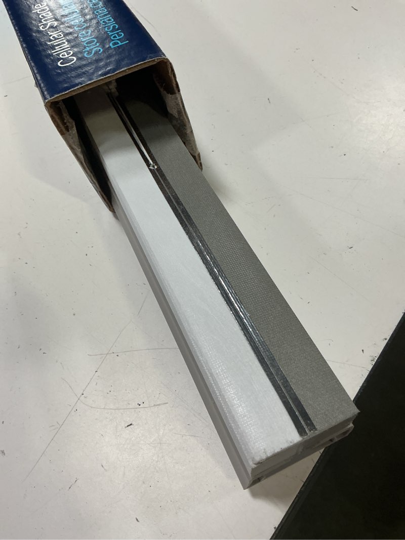 Condition photo showing As Is for levolor 60-in x 72-in graphite blackout cordless cellular shade