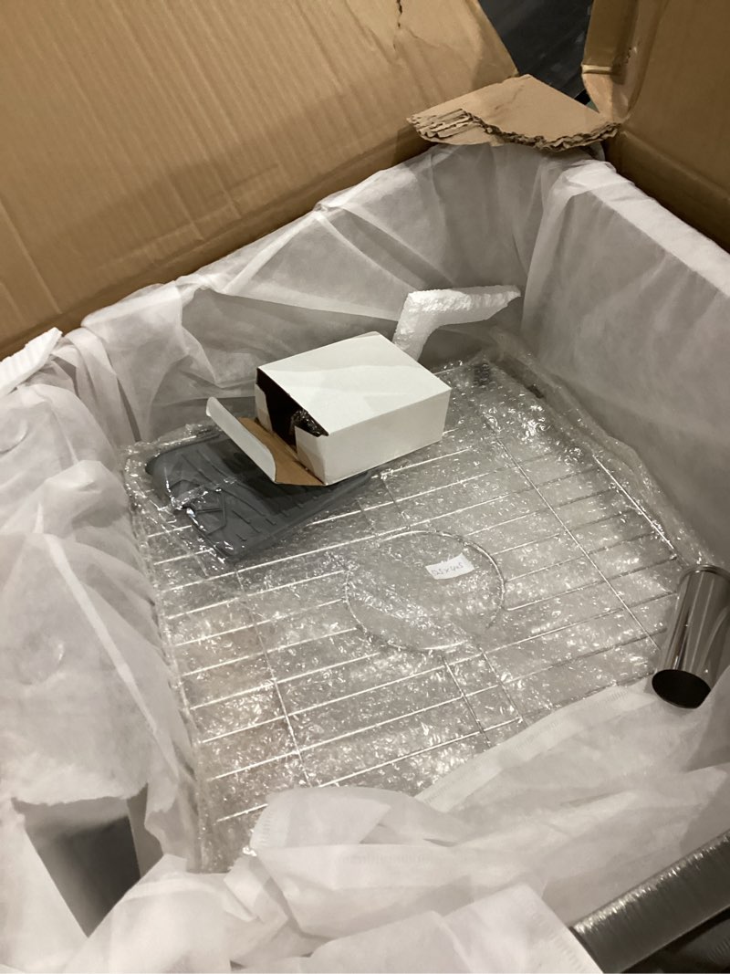 Condition photo showing Good Condition for Stainless Steel Drop In Kitchen And Bar Sink - 25x22 Inch Single Bowl Topmount Bar Sink Come With SS Grid,Silicon Mat,Drain Strainer Set 25x22 Stainless