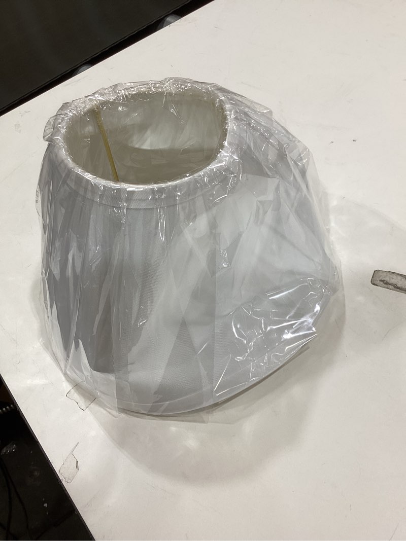 Condition photo showing As Is for Aspen Creative 58730A Transitional Hardback Empire Shape UNO Construction Lamp Shade in White, 4" Top x 9" Bottom x 6-1/2" Slant Height, Slip UNO 33mm