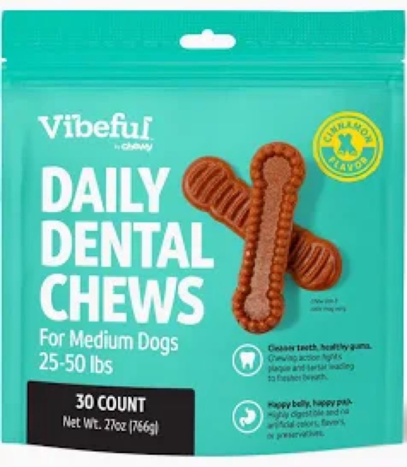 Vibeful daily dental chews cinnamon flavor for large dogs