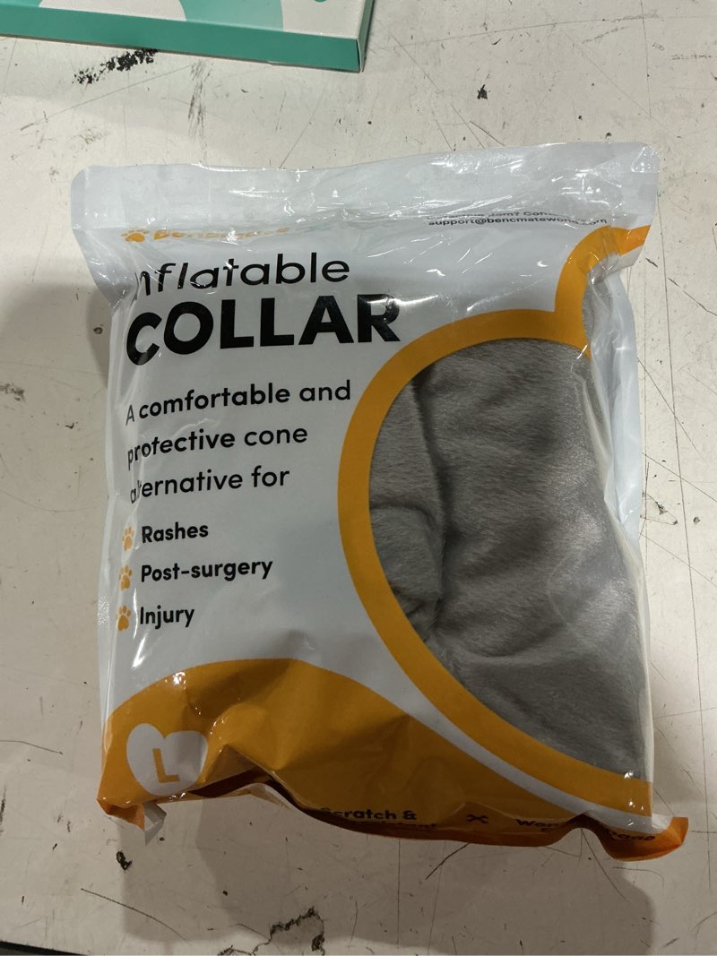 Condition photo showing New/Like New for bencmate inflatable dog cone collar alternative, soft dog cone for small medium large dogs and cats, neck recovery ecollar donut collar after surgery (large, grey) grey large [neck:14"-18"]