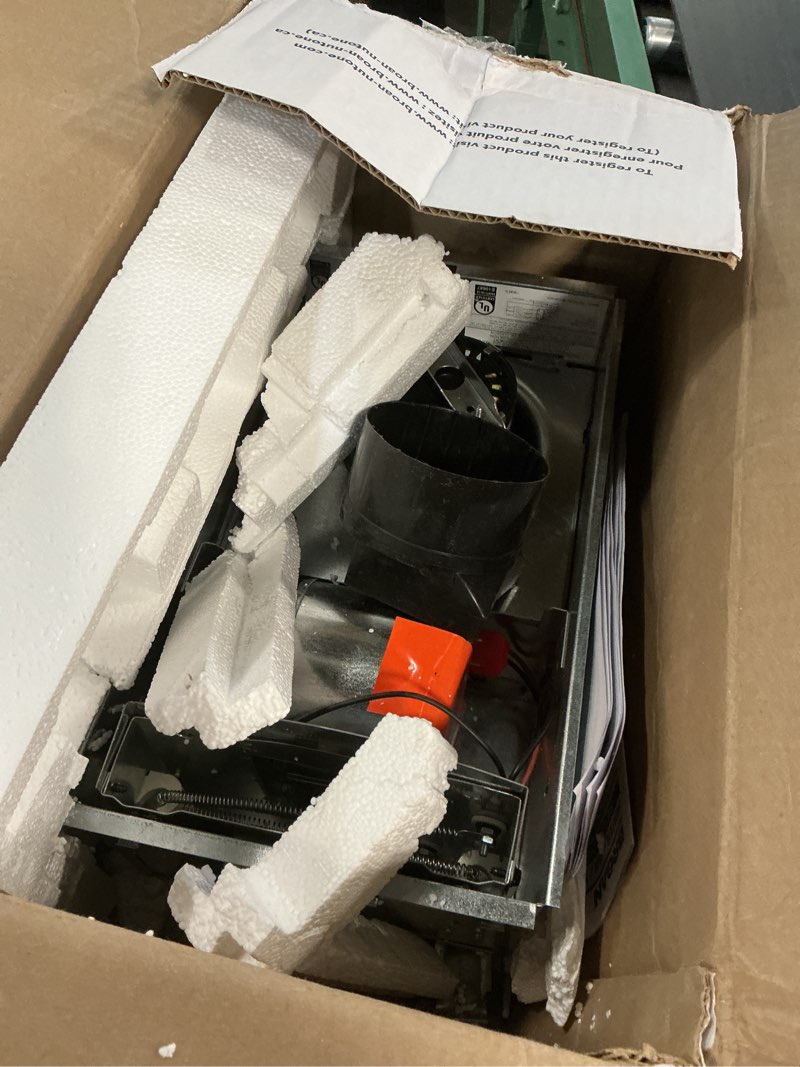 Condition photo showing As Is for broan-nutone bathroom exhaust fan with heater quiet 1.5 sones, 80 cfm and 3-level cct lighting, powerful ventilation and warm comfort for any bathroom 80 cfm led light fan and heater