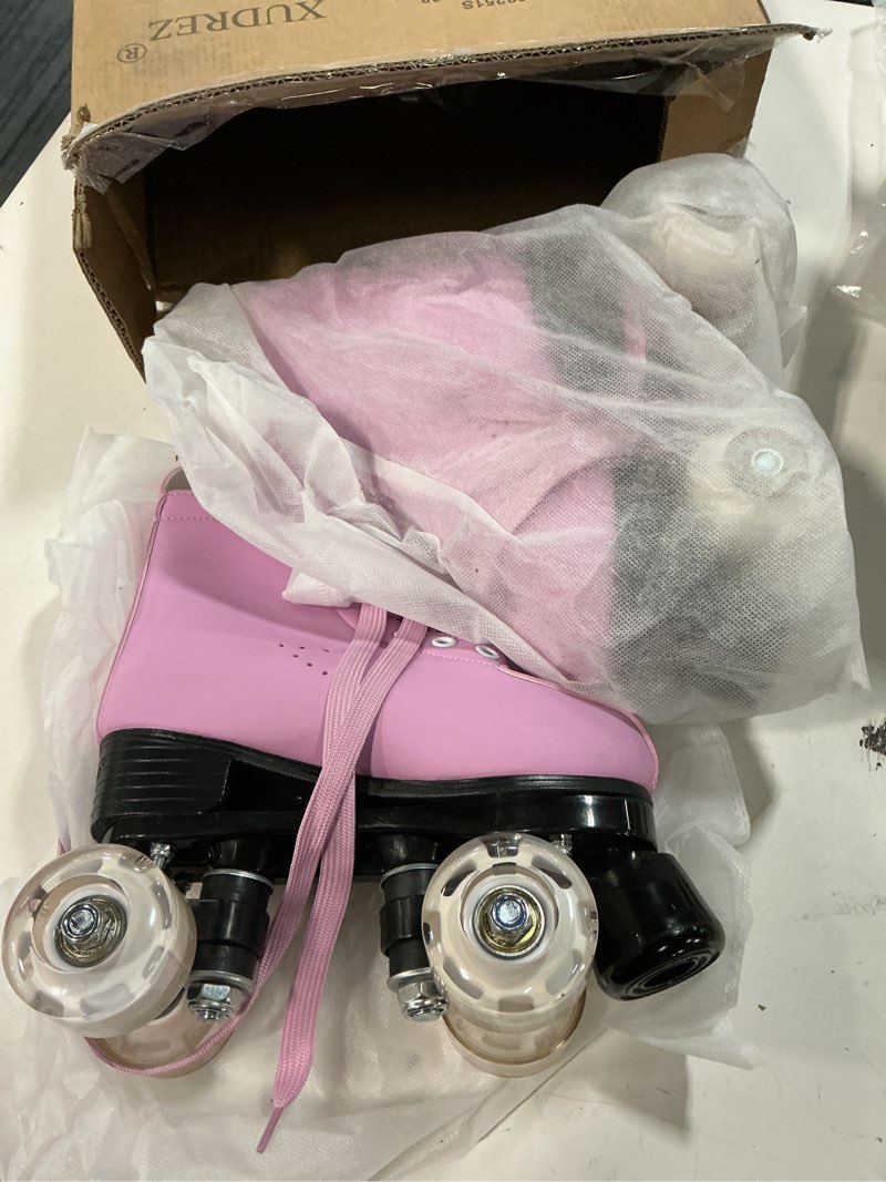 Condition photo showing Good Condition for eonroacoo teen kids skates with light up wheels, pink roller skates for girls boys(youth 5/women's 5.5/men 5)