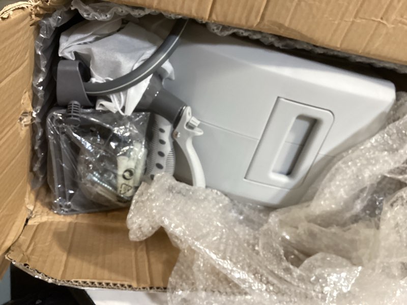 Condition photo showing Good Condition for ayleid retractable garden hose reel,1/2 in x 100 ft wall mounted hose reel, with 9- function sprayer nozzle, any length lock/slow return system/wall mounted/180°swivel bracket (gray) 100ft light gray
