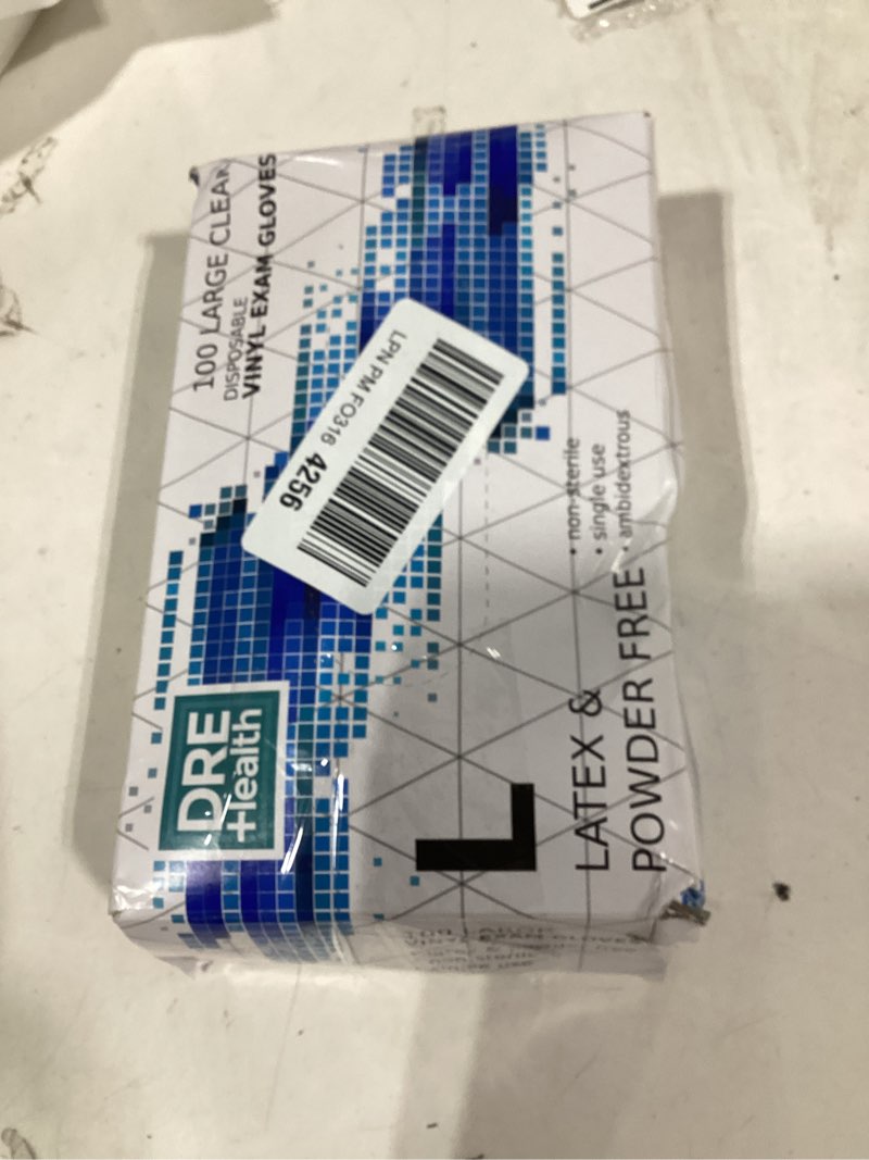 Condition photo showing New/Like New for powder free disposable gloves large -100 pack -clear vinyl medical exam gloves large 100