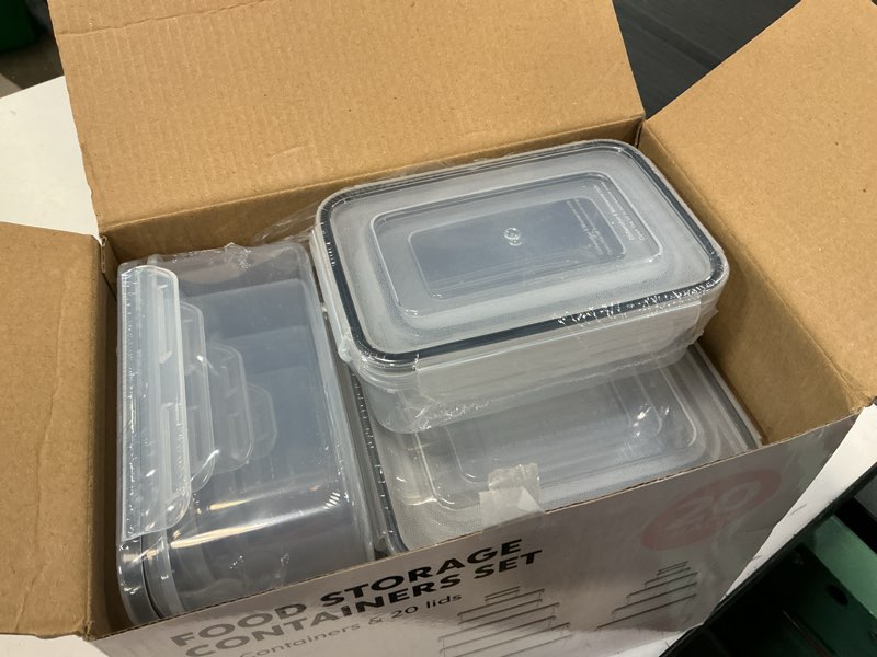 Condition photo showing Good Condition for 40 pcs food storage containers with lids airtight (20 containers & 20 lids) - plastic food containers for kitchen storage reusable bpa-free leakproof meal prep container with labels & pen 20 pack