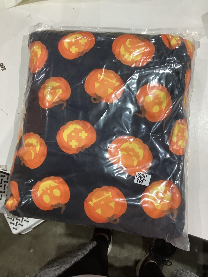 Condition photo showing New/Like New for VNVNE Matching Halloween Onesie Pajamas for Family/Couples/Women/Men, Skeleton Holiday One Piece Adults Pjs Sleepwear Women Medium Orange Pumpkin