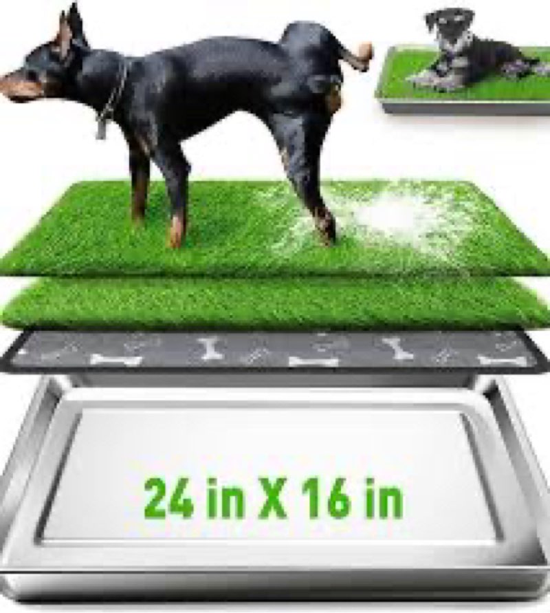  Dog Grass Pad with Tray, 16\\\"x20\\\" Gr... ent, Realistic, Washable, Less Odor
