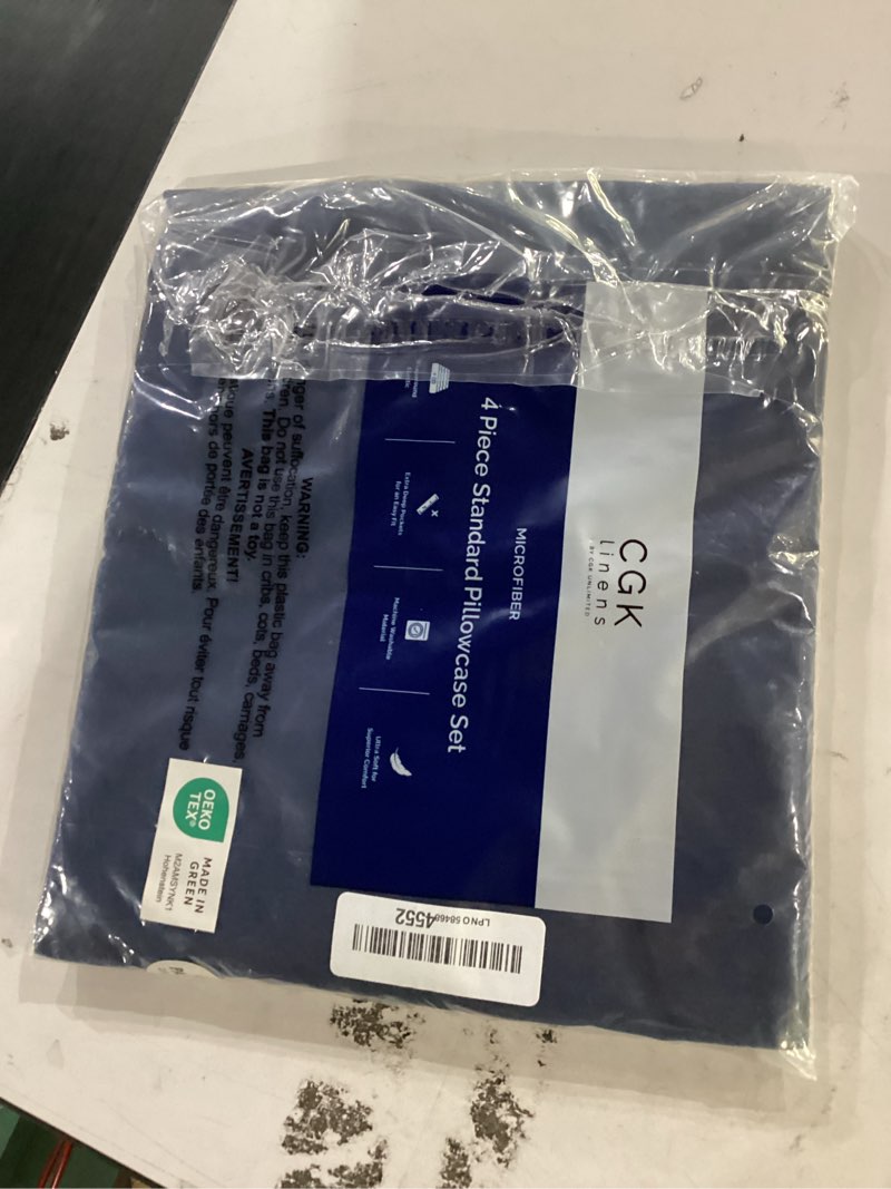 Condition photo showing Good Condition for standard pillow cases set of 4 - ultra soft hotel quality pillowcase covers - comfy bedding for women, men, kids & teens - machine washable pillow protectors - 4 piece set - standard size navy blue standard 18 - navy blue 4