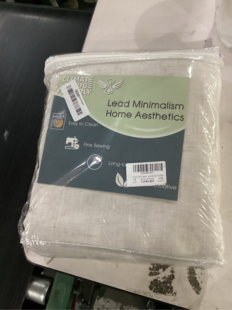 Condition photo showing Good Condition for cream natural linen curtains 90 inch length 2 panels set for living room rod pocket back tab pleated window curtain drapes neutral rustic farmhouse decor ivory dining room curtain 90 inches long 52"w x 90"l (pack of 2) natural