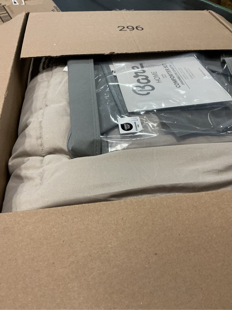 Condition photo showing As Is for bare home comforter set - queen size - ultra-soft - goose down alternative - premium 1800 series - all season warmth (queen, khaki) queen 11 - khaki