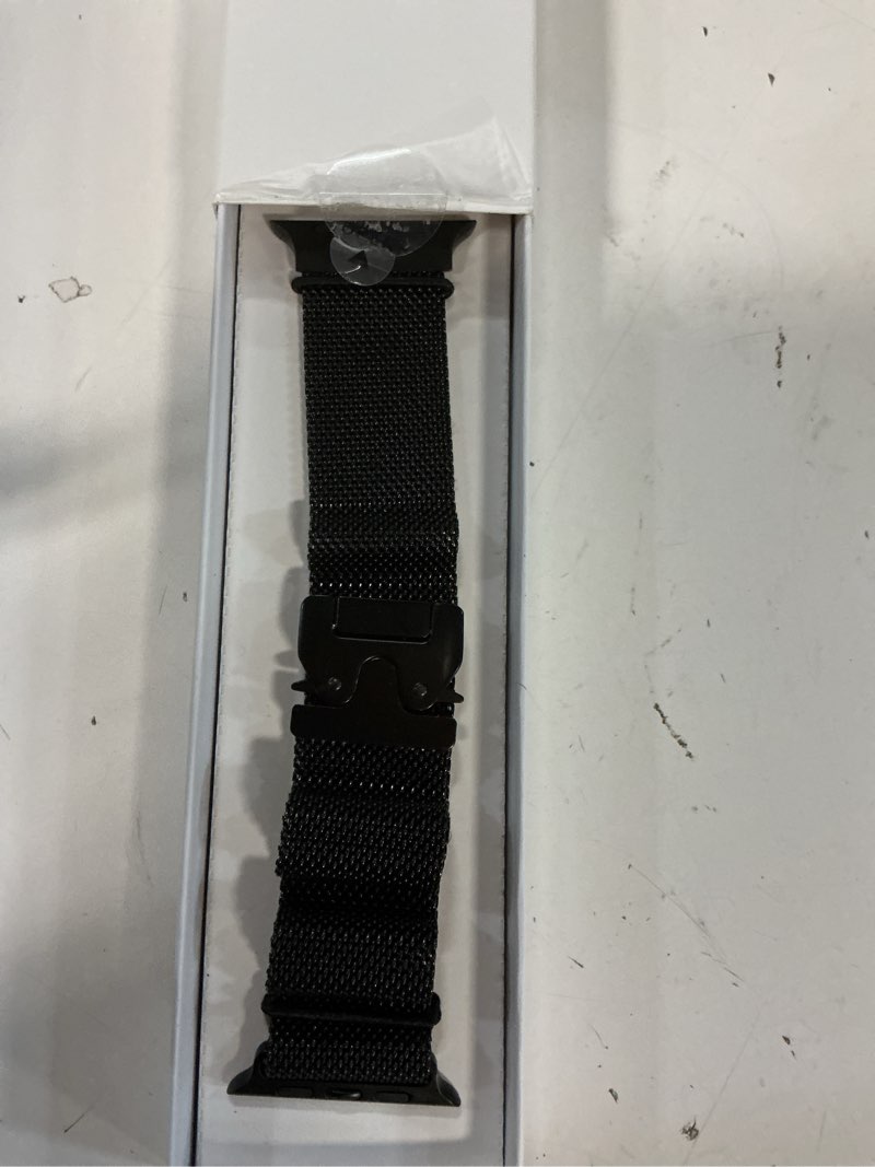 Condition photo showing Good Condition for titanium milanese loop band compatible with apple watch bands ultra 3/2/1 49mm 46mm 45mm 44mm for women men, parachute-style buckle metal mesh strap bracelet for iwatch series 11 10 se 9 8 7 6 5 4 black titanium medium-49mm/46mm/45mm/44mm