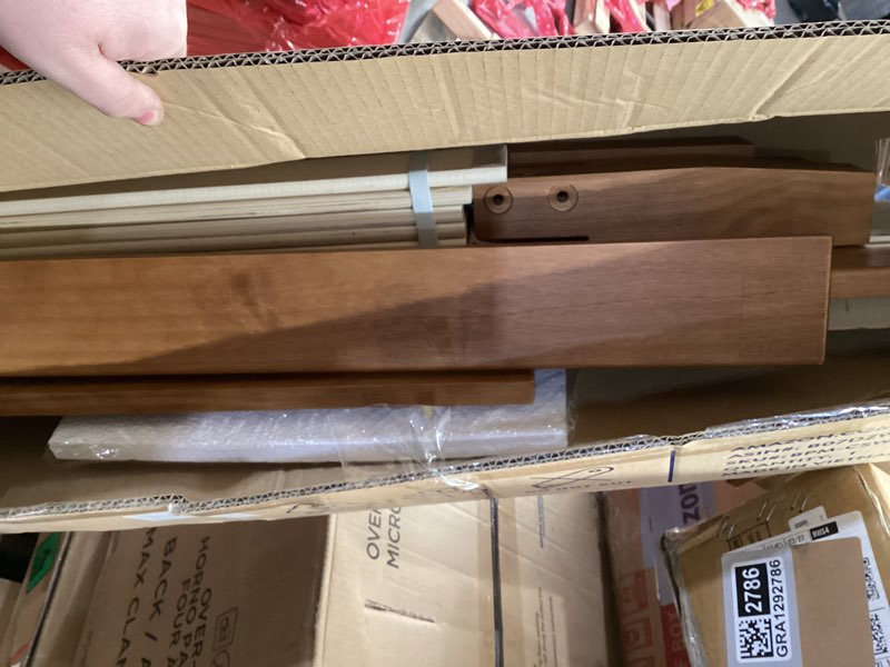 Condition photo showing As Is for incomplete mellow naturalista classic - 12 inch solid wood platform bed with wooden slats, no box spring needed, easy assembly, full, natural pine natural pine full 12 inch