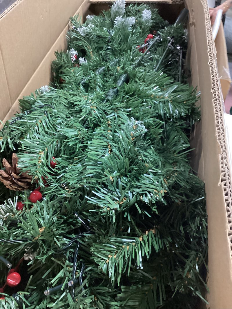 Condition photo showing Good Condition for 6FT Pre Lit Artificial Christmas Tree with Remote, 847 Branch Tips, 300 Lights, 52 Pine Cones, 52 Red Berries, Metal Stand for Home, Party, Holiday Decoration 5ft 11in Mc01