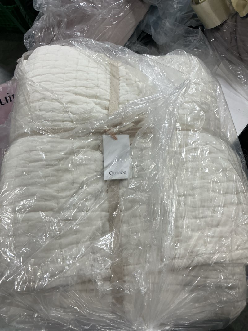 Condition photo showing As Is for quince  barn pick stitch handcrafted cotton linen sham king