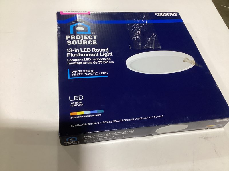 Condition photo showing As Is for Project Source\" brand, 13-in LED Round Flushmount