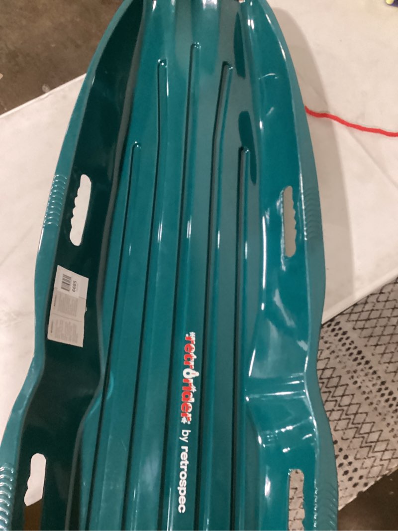 Condition photo showing New/Like New for Retrospec Retrorider Plastic Snow Sled – Toboggan Style with Pull Rope, Cold-Resistant Coating, and Hard Bottom for Smooth Downhill Rides – Available in 35" and 48" Sizes for Kids and Adults Single Snowy Spruce 48"