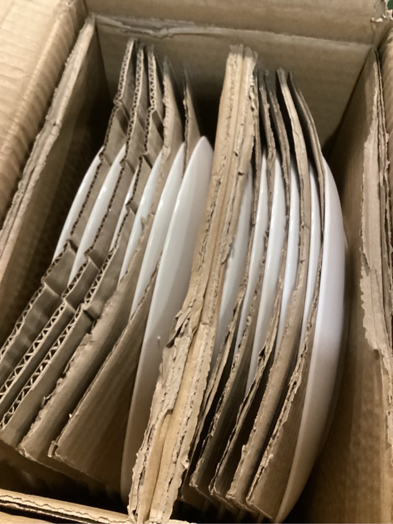 Condition photo showing New/Like New for BTaT- White Porcelain Dinner Plates, Set of 12, 10.5" Gold Rimmed, Classic Style, Formal Dining White with Gold rim 10.5 inch, Set of 12