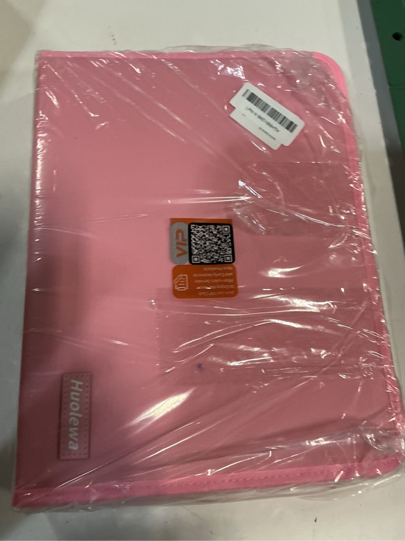 Condition photo showing New/Like New for fireproof accordion file organizer, portable expanding file folder with waterproof zipper&labels, pink document organizer with 13 pockets, file organizer for important document/paper storage pink accordion file organizer