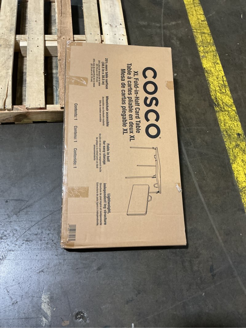 Condition photo showing New/Like New for coscoproducts cosco xl 38.5" fold-in-half card table w/handle, black, indoor & outdoor, wheelchair accessible