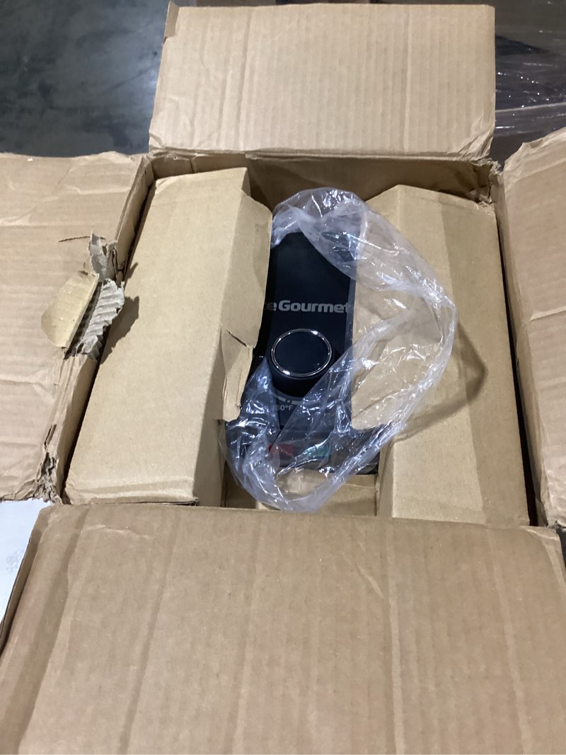 Condition photo showing New/Like New for Elite Gourmet EAF2305 Glass Air Fryer, 2.4Qt Capacity, PFAS Free Ceramic Coated Ceralast™ Air Fry Rack, Adjustable Temperature 175°F to 400°F, 30-Minute Timer, 1150-Watts, 15 Recipes, Black 2.4 Quart