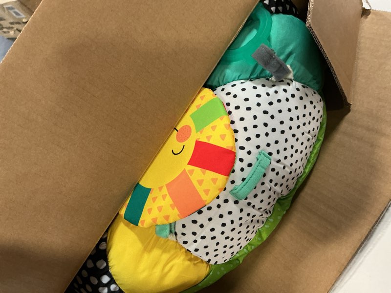 Condition photo showing As Is for Infantino Prop-A-Pillar Tummy Time & Seated Support, Baby Floor Seat for Tummy Time & Early Sitting, Soft, Supportive, Engaging Toys, Caterpillar