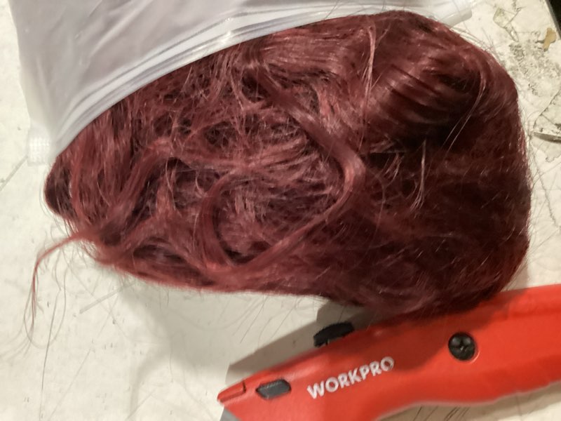 Condition photo showing As Is for instastyle 30inch curly wig long synthetic wigs for black women ginger red deep wave synthetic curly wig lace front with 4" simulated scalp natural crimps curls hair replacement wig?350# 30 inch ginger red wig