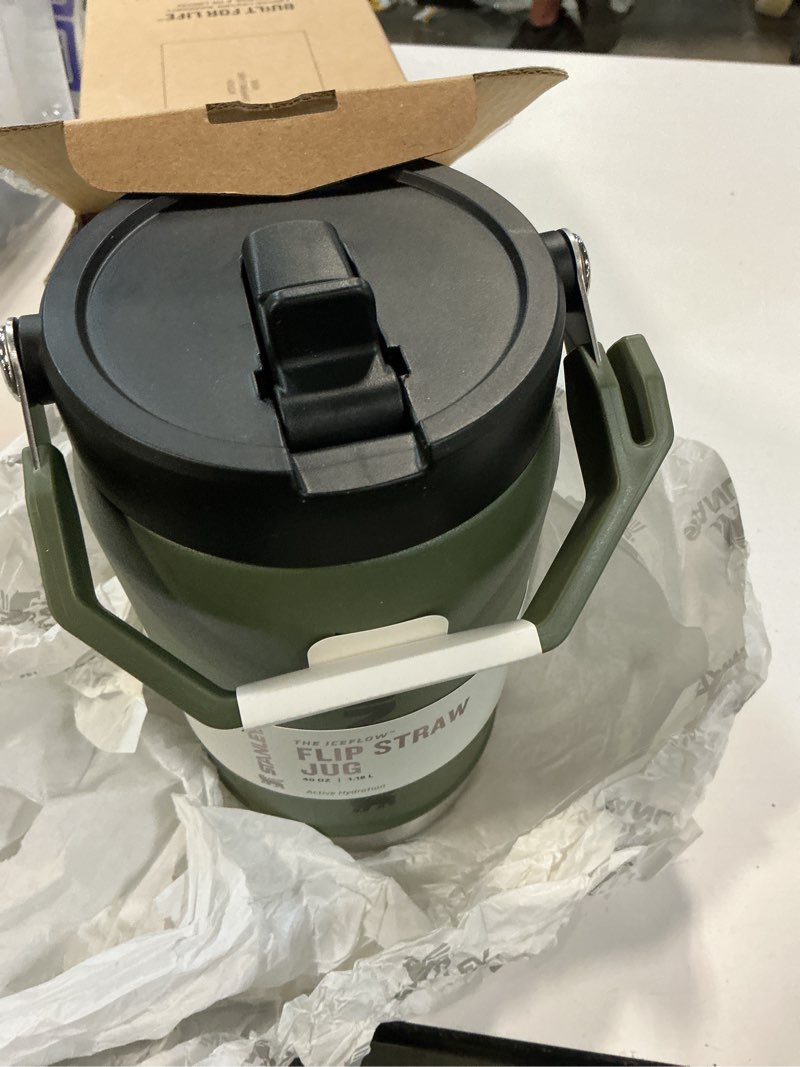 Condition photo showing Good Condition for stanley iceflow 2.0 flip straw jug with handle 40 oz | twist on lid and flip up straw | leakproof for travel and sports | insulated stainless steel | bpa-free | dried pine dried pine 40 ounces