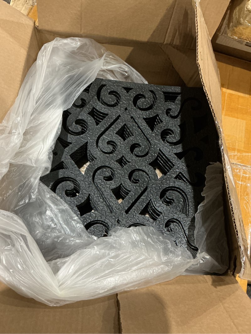 Condition photo showing Good Condition for pangda 8 pack rubber stepping stones outdoor 15x15 inch garden path tiles non slip walkway pavers heavy duty decorative mats for outside patio lawn pathway gravel dirt grass yard (black)