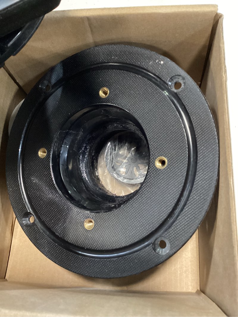 Condition photo showing As Is for Shower Drain, Matte Black 6 inch Square Shower Floor Drain with Flange, Removeable Grid Panel SUS 304 Stainless Steel Square Shower Drain