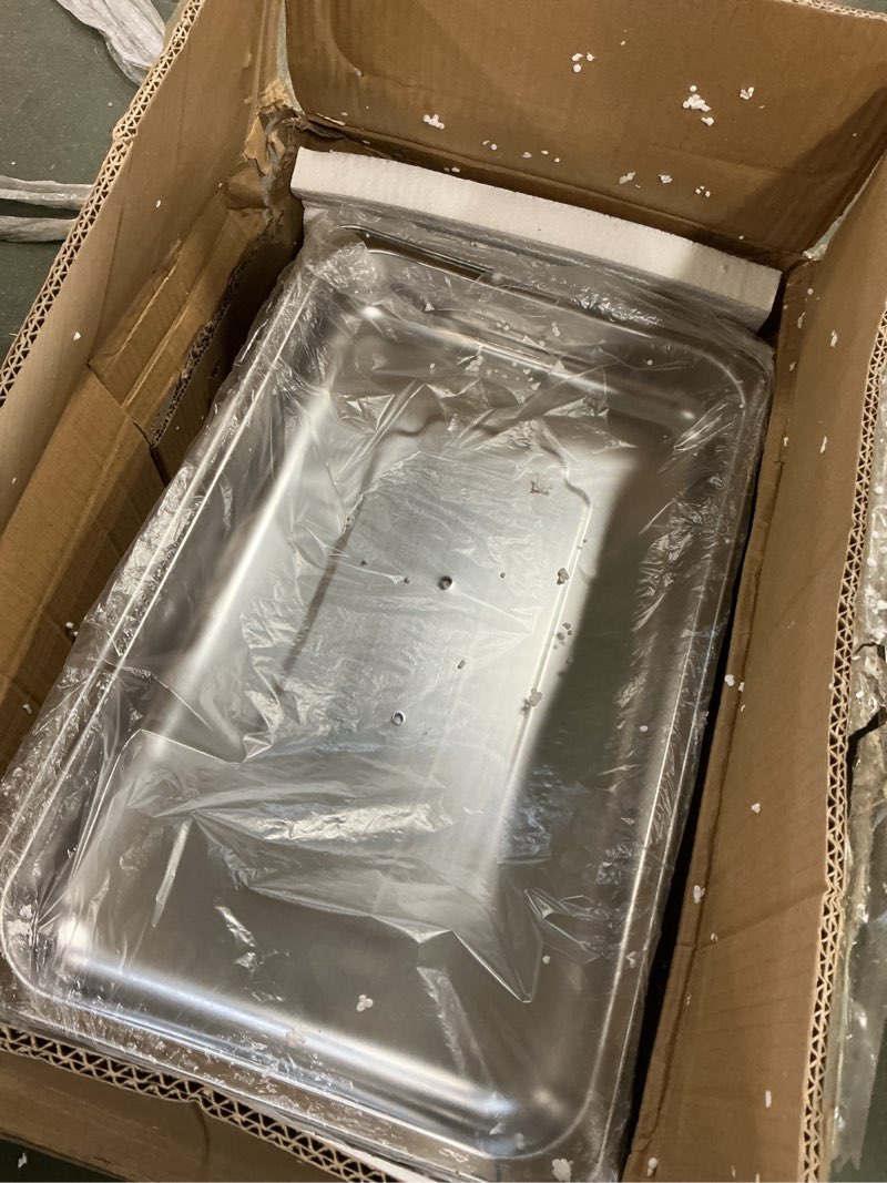 Condition photo showing Good Condition for 8 Qt 4 Pack Full Size Stainless Steel Chafing Dishes Buffet Set, Silver Rectangular Catering Chafer Warmer Set with Trays Pan Lid Folding Frame Stand for Kitchen Party Banquet Dining 4 Pack - 1/1 Pan