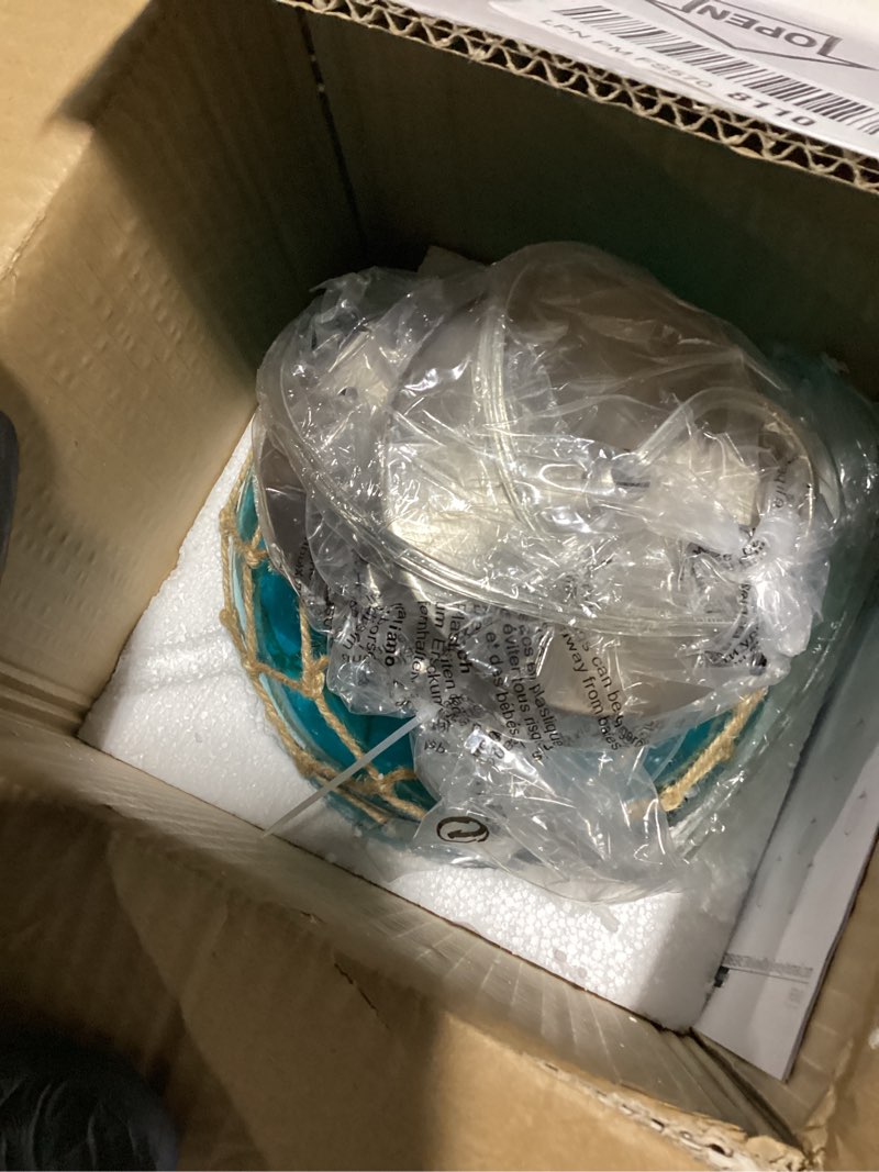 Condition photo showing Good Condition for Blue Pendant Light Coastal Pendant Light Nautical Pendant Lighting Beach House Lighting Fixtures Ocean Lighting Fixture Coastal Hanging Light Fixtures Fish Float Glass Ball Lighting(Bulb Incl. 8"-Globe