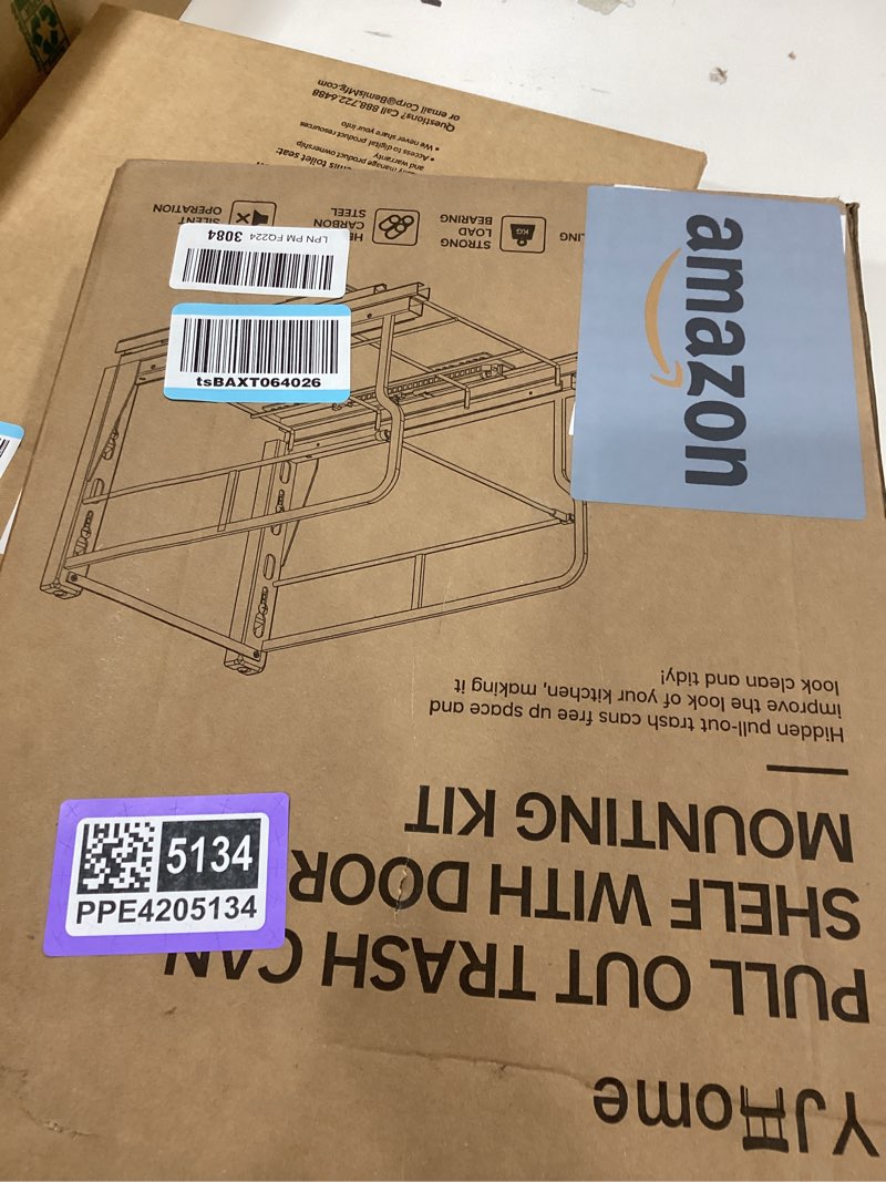 Condition photo showing Good Condition for yjhome pull out trash can under cabinet with soft-close slides, garbage can not included, cabinet trash can pull out kit with door mounting kit, requires minimum cabinets opening 12" w x 18" d single