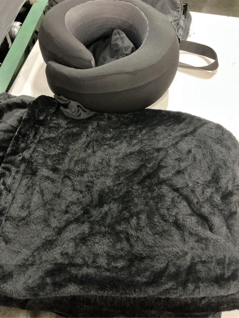 Condition photo showing Good Condition for urnexttour travel pillow and blanket set neck pillows travel essentials with sleep mask for airplane car memory foam black a-black