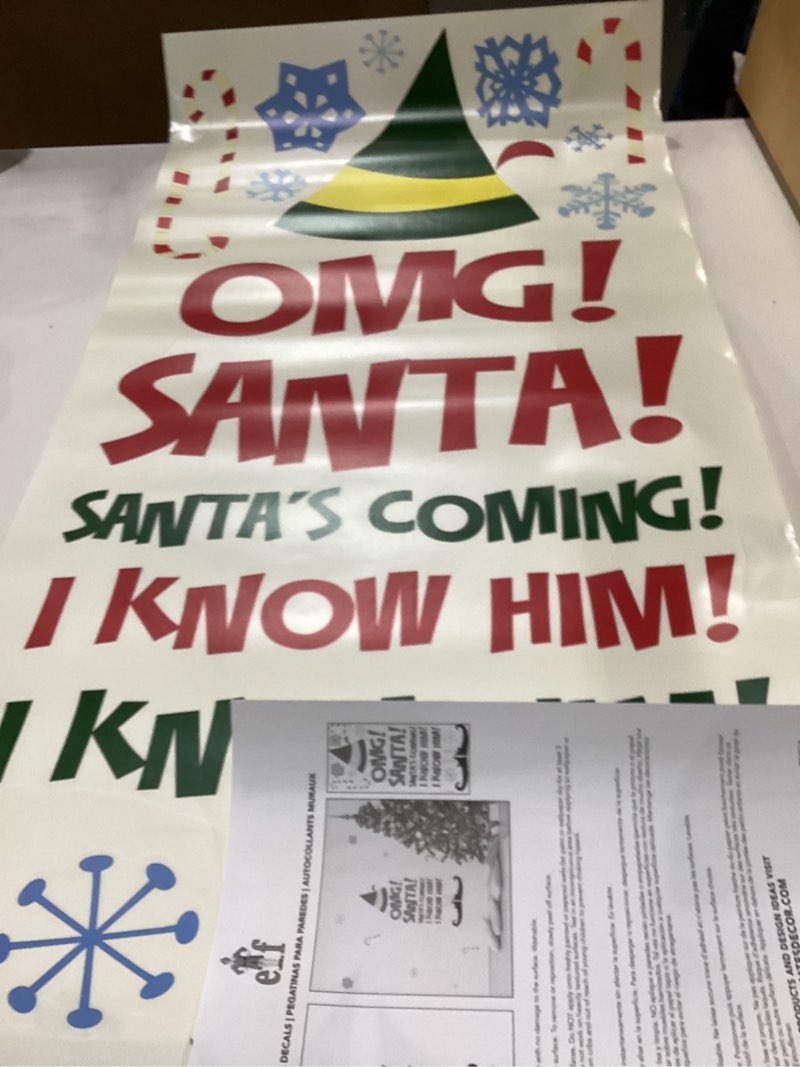 Condition photo showing New/Like New for Buddy The Elf Santa I Know Him Peel and Stick Wall Quote Decals By RoomMates, RMDM5551