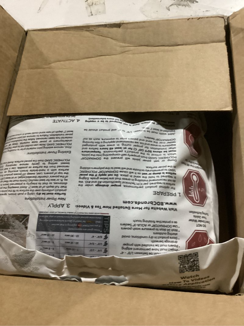 Condition photo showing As Is for dominator polymeric sand for pavers, titanium gray, 40 lbs - revolutionary ceramic flex technology for stabilizing paver joint widths 1/8” to 4” - professional grade paver sand for patio pavers 40 pound titanium gray