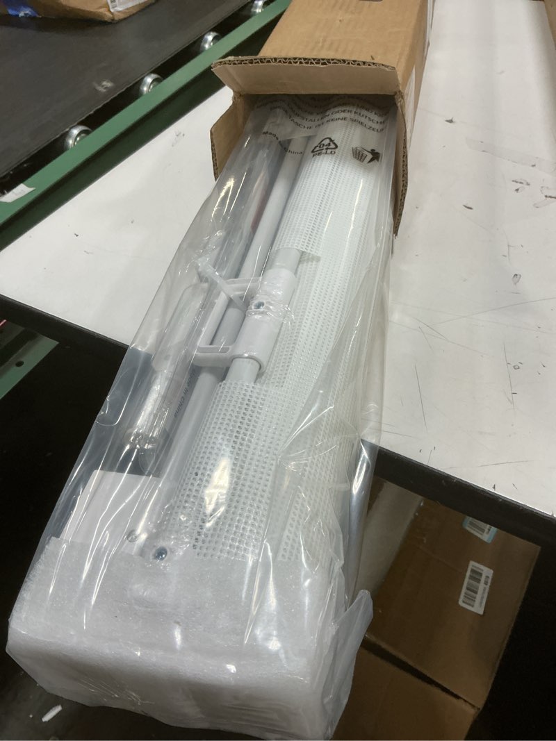 Condition photo showing New/Like New for Reinforced 155 Inch Extra Wide Retractable Baby Gate with Reinforced Rods, 13 Feet Wide Retractable Dog Gate – Prevents Crawling Under, Extra Long Baby Gate Retractable Fence Outdoor Garage Gate/White White (37" Tall x 155" Wide)