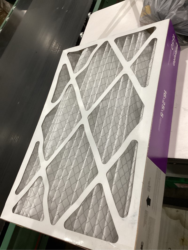 Condition photo showing As Is for filtrete 16 x 25 x 5 merv 12 1550 mpr allergen, bacteria and virus electrostatic pleated air filter