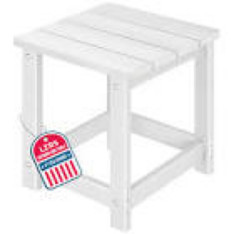 westintrends outdoor side table  all weather poly lumber adirondack small patio table square end table for pool balcony deck porch lawn backyard  white