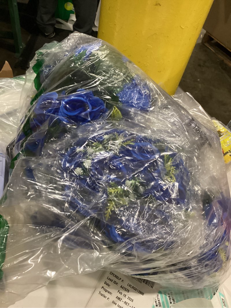 Condition photo showing As Is for LELEE 108 Pcs Artificial Carnation Flowers Bulk, 3.5" Silk Royal Blue Carnation Flower Heads with Stems for Bridal Wedding Bouquet Floral Arrangement DIY Wreaths Table Centerpieces Baby Shower Decor