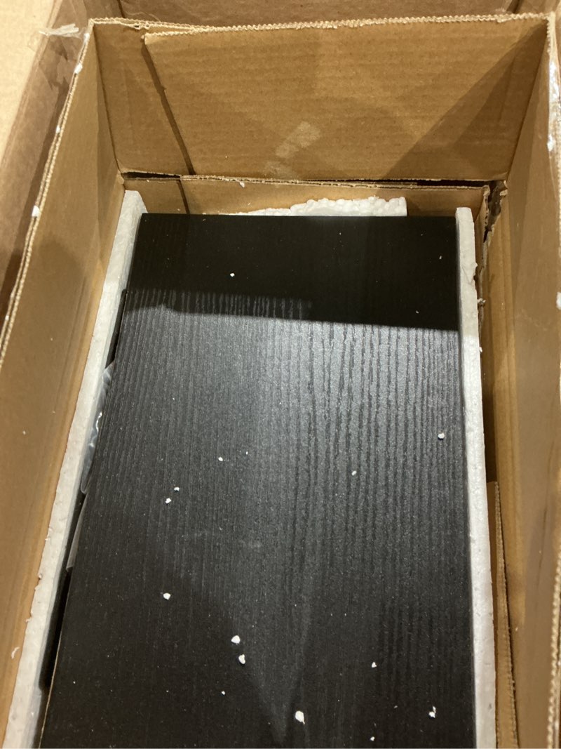 Condition photo showing As Is for floating shelves for wall, bathroom shelves over toilet, wall shelves & book shelf for room, hanging shelf, modern wooden wall-mounted small floating shelves, 12x7x1.5 in (black, set of 4) black 12"(set of 4)