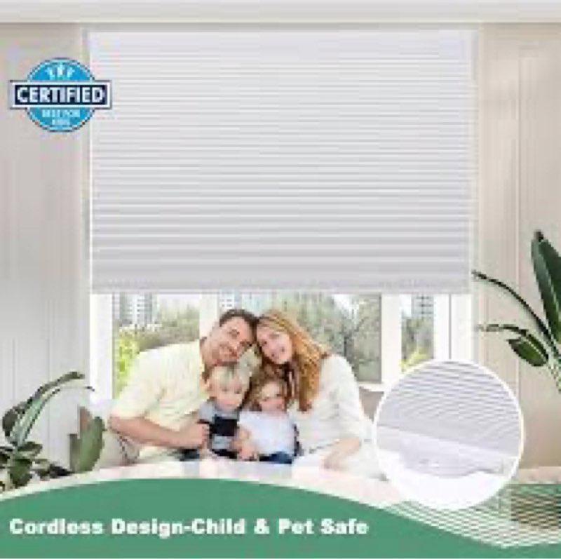 Tonature No Drill Cellular Shades for Indoor Windows, Thermal Insulating & Noise Reducing Honeycomb 