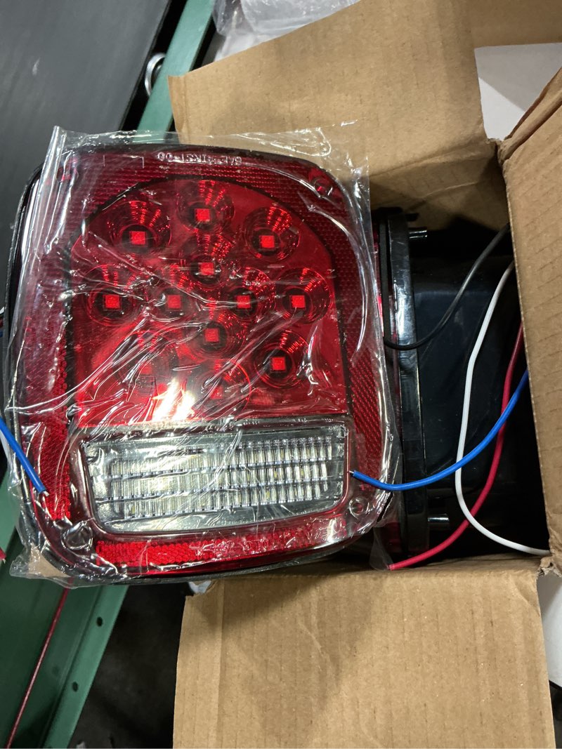 Condition photo showing Good Condition for 2PCS Red & White 39 LED Stop Turn Tail Lights, Dual Colors Universal Backup Reverse Brake Clearance Marker Lights, 12V Trailer Lights Replacement for Jeep CJ YJ JK Truck Trailer Boat SUV RV, Hardwired Red&White