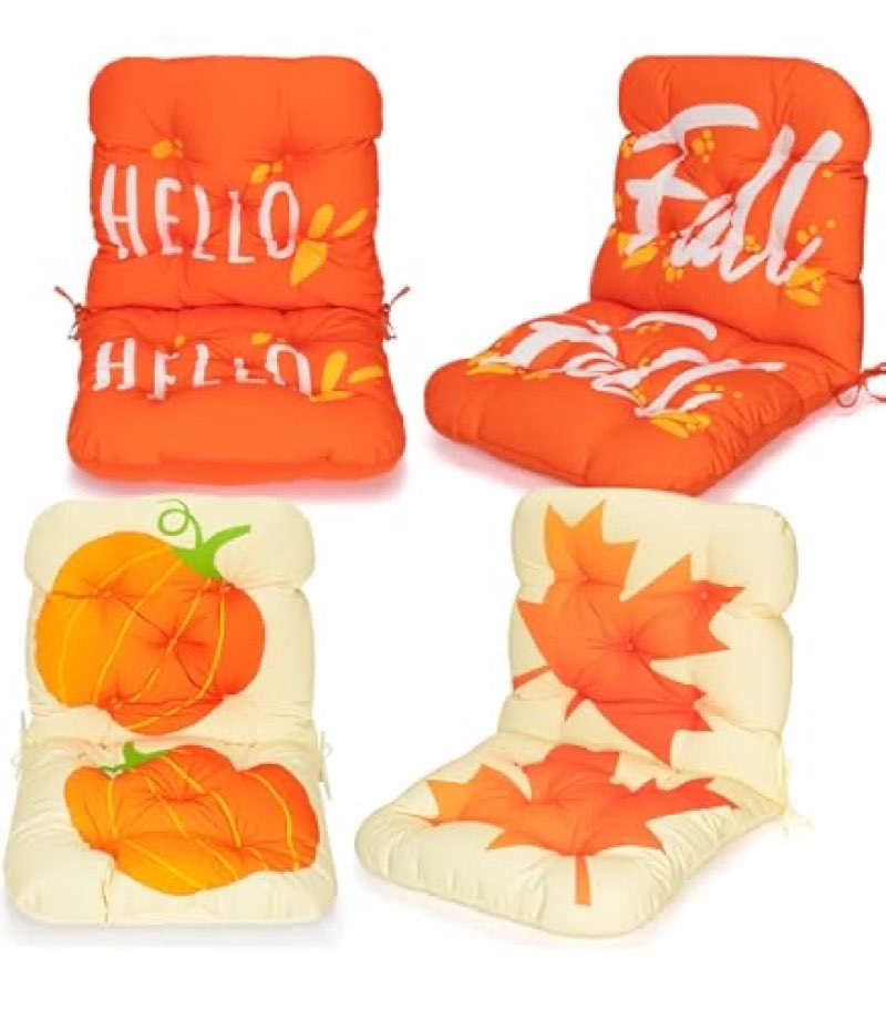 Chunful 4 Sets Thanksgiving Large Fall Chair Cushions Outdoor, Rocking Chairs Cushion, Fall Maple Le