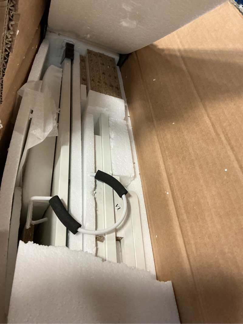 Condition photo showing Good Condition for LIVELYGLOW Makeup Vanity Desk Set, 35.4“Wx15.7”Dx53.9“H, White (Smart LED Mirror, with Cushion Stool, Hairdryer Rack, Power-Outlet, 4 Drawers, Open Shelves)