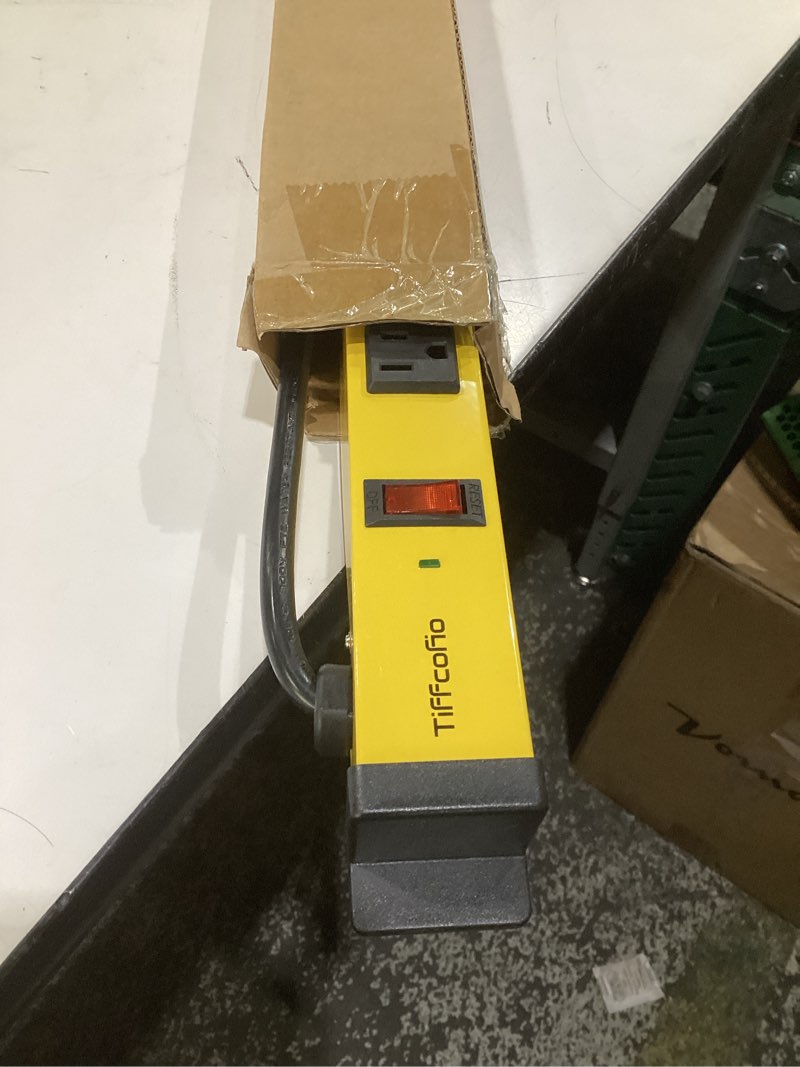 Condition photo showing Good Condition for tiffcofio metal power strip, 12 widely space outlets, wall mountable power strip surge protector, 6 ft extension cord,15a/1875w, etl listed 12 outlet