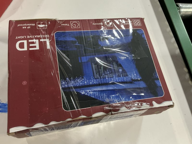 Condition photo showing New/Like New for 1296 LED Outdoor Christmas Lights with 288 Drops, 131FT Christmas Fairy Lights with 8 Modes Timer, Twinkly Lights IP44 Waterproof for Eaves Yard Room Holiday Wedding Party Decor (Blue) Blue 1296LED 131 FT with 288 Drops